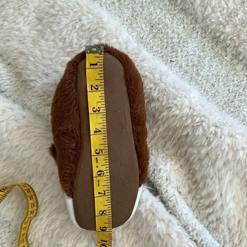Furry Fox Children's Slippers, Brown and Cream, size Youth Small, NWOT